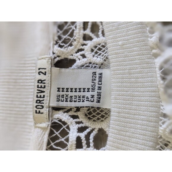 100% Cotton Boho Beachy Floral Eyelet White See Through Pullover Sz M - Picture 4 of 8